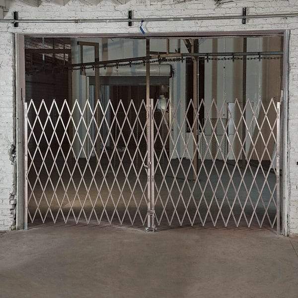 Illinois Engineered Products - 8' High Bi-Parting Folding Gates - Galvanized Steel, Silver - All Tool & Supply