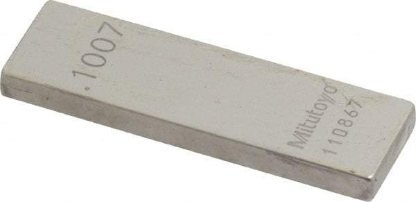 Mitutoyo - 0.1007" Rectangular Steel Gage Block - Accuracy Grade 0, Includes Certificate of Inspection - All Tool & Supply