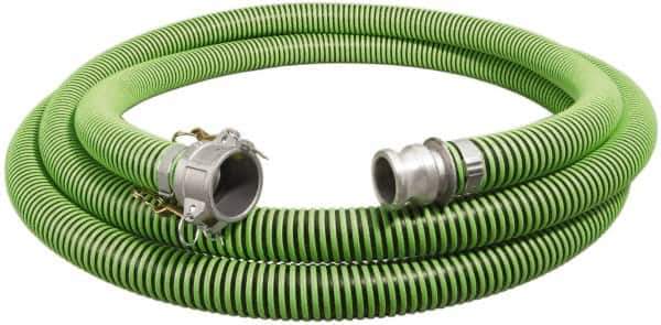 Alliance Hose & Rubber - -40 to 180°F, 1-1/2" Inside x 1.78" Outside Diam, Thermoplastic Rubber with Polyethylene Helix Liquid Suction & Discharge Hose - Green & Black, 25' Long, 29 Vacuum Rating, 50 psi Working & 150 psi Brust Pressure - All Tool & Supply