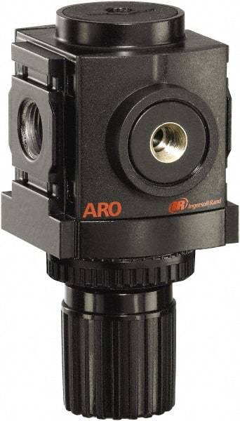 ARO/Ingersoll-Rand - 1/4 NPT Port, 86 CFM, Aluminum Compact Regulator - 0 to 140 psi Range, 250 Max psi Supply Pressure, 1/8" Gauge Port Thread, 2.705" Wide x 4.772" High - All Tool & Supply