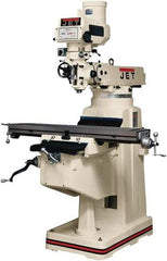 Jet - 10" Table Width x 50" Table Length, Variable Speed Pulley Control, 3 Phase Knee Milling Machine - R8 Spindle Taper, 3 hp - All Tool & Supply