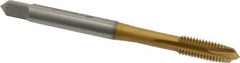 OSG - M5x0.80 Metric Coarse, 3 Flute, TiN Finish, Vanadium High Speed Steel Spiral Point Tap - Plug Chamfer, Right Hand Thread, 2-3/8" OAL, 22mm Thread Length, 6H Class of Fit, Series 11115 - Exact Industrial Supply