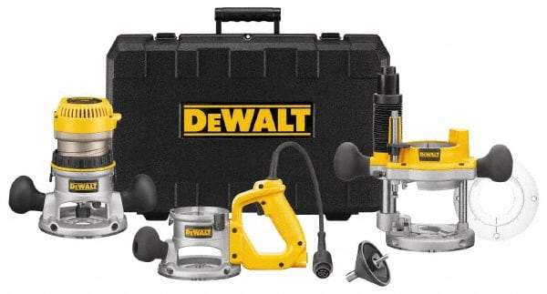 DeWALT - 2.25 hp, 8,000 to 24,000 RPM, Three Base Router Kit - 12 Amps, 1/4 and 1/2 Inch Collet - All Tool & Supply