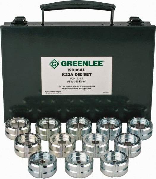 Greenlee - 8 AWG - 350 MCM Crimping Die Set - Use with Mfr's # EK628L11 - All Tool & Supply