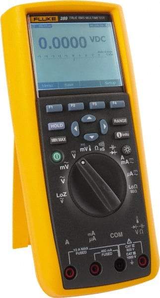 Fluke - 289, CAT IV, CAT III, 1,000 VAC/VDC, Digital True RMS Auto Ranging Manual Ranging Multimeter - 500 mOhm, Measures Voltage, Capacitance, Current, Frequency, Resistance, Temperature - All Tool & Supply