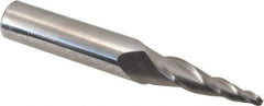 Accupro - 7° Taper Angle per Side, 3/32" Small End Diam, 1" LOC, Solid Carbide 3 Flute Tapered Ball End Mill - 2-1/2" OAL, 3/8" Shank Diam - All Tool & Supply