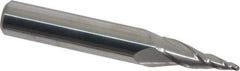 Accupro - 10° Taper Angle per Side, 1/16" Small End Diam, 3/4" LOC, Solid Carbide 3 Flute Tapered Ball End Mill - 2-1/2" OAL, 3/8" Shank Diam - All Tool & Supply