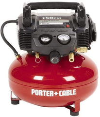 Porter-Cable - 0.8 HP, 2.6 CFM Pancake Electric Oil Free Compressor - 6 Gallon Tank, 10 Amp, 150 Max psi, 120V - All Tool & Supply