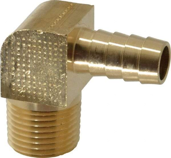 Parker - 1/2 NPT Thread Hose Barb x Male NPT 90° Elbow - 1/2" ID Hose, Lead Free Brass - All Tool & Supply