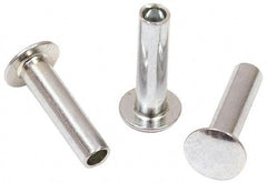 RivetKing - 0.1 to 0.17" Hole Diam, Round Head, Zinc Plated Steel, Semi Tubular Rivet - 5/16 Head Diam, 3/8" Length Under Head, 9/64 Body Diam - All Tool & Supply