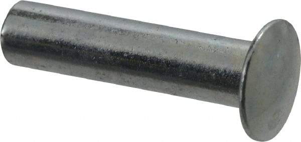 RivetKing - 0.084 to 0.09" Hole Diam, Round Head, Zinc Plated Steel, Semi Tubular Rivet - 7/32 Head Diam, 1/2" Length Under Head, 1/8 Body Diam - All Tool & Supply