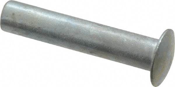 RivetKing - 0.084 to 0.09" Hole Diam, Round Head, Zinc Plated Steel, Semi Tubular Rivet - 7/32 Head Diam, 5/8" Length Under Head, 1/8 Body Diam - All Tool & Supply