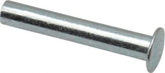 RivetKing - 0.084 to 0.09" Hole Diam, Round Head, Zinc Plated Steel, Semi Tubular Rivet - 7/32 Head Diam, 3/4" Length Under Head, 1/8 Body Diam - All Tool & Supply