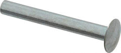 RivetKing - 0.084 to 0.09" Hole Diam, Round Head, Zinc Plated Steel, Semi Tubular Rivet - 7/32 Head Diam, 1" Length Under Head, 1/8 Body Diam - All Tool & Supply