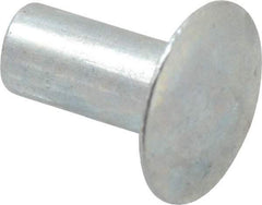 RivetKing - 0.1 to 0.17" Hole Diam, Round Head, Zinc Plated Steel, Semi Tubular Rivet - 5/16 Head Diam, 5/16" Length Under Head, 9/64 Body Diam - All Tool & Supply