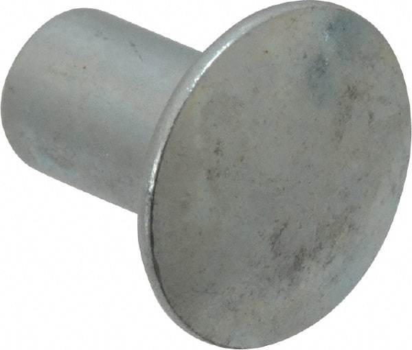 RivetKing - 0.134 to 0.141" Hole Diam, Round Head, Zinc Plated Steel, Semi Tubular Rivet - 3/8 Head Diam, 5/16" Length Under Head, 3/16 Body Diam - All Tool & Supply