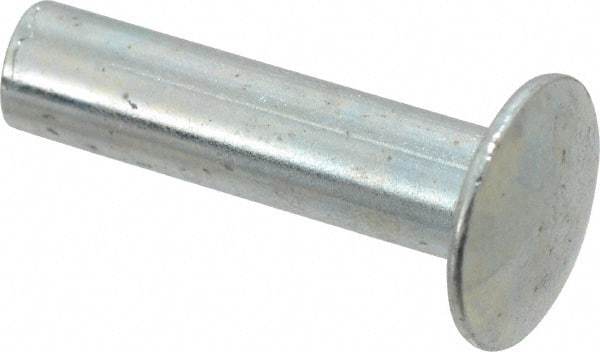 RivetKing - 0.134 to 0.141" Hole Diam, Round Head, Zinc Plated Steel, Semi Tubular Rivet - 3/8 Head Diam, 3/4" Length Under Head, 3/16 Body Diam - All Tool & Supply