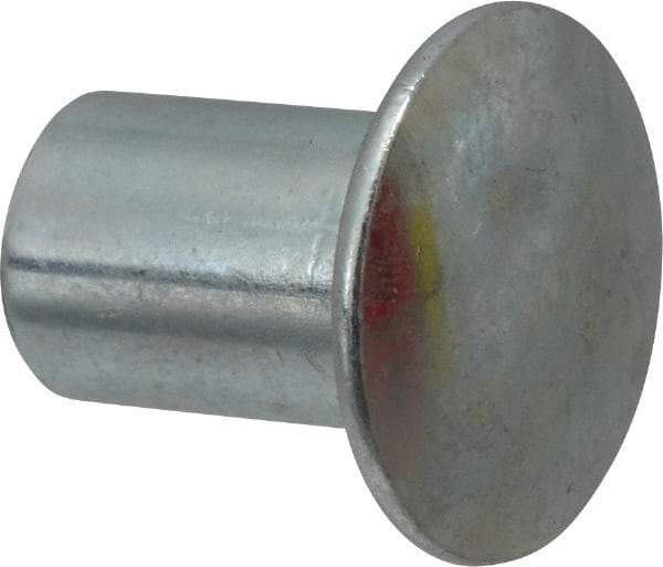 RivetKing - 0.176 to 0.184" Hole Diam, Round Head, Zinc Plated Steel, Semi Tubular Rivet - 7/16 Head Diam, 3/8" Length Under Head, 1/4 Body Diam - All Tool & Supply