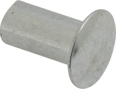 RivetKing - 0.176 to 0.184" Hole Diam, Round Head, Zinc Plated Steel, Semi Tubular Rivet - 7/16 Head Diam, 1/2" Length Under Head, 1/4 Body Diam - All Tool & Supply