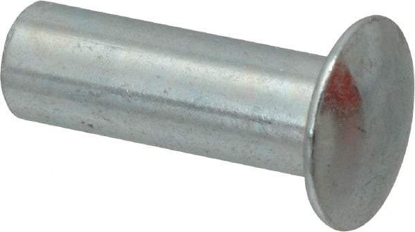 RivetKing - 0.176 to 0.184" Hole Diam, Round Head, Zinc Plated Steel, Semi Tubular Rivet - 7/16 Head Diam, 3/4" Length Under Head, 1/4 Body Diam - All Tool & Supply