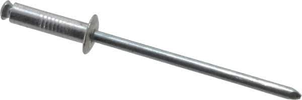 RivetKing - Dome Head Aluminum Peel Blind Rivet - Steel Mandrel, 1/8" to 0.275" Grip, 0.255" Head Diam, 0.129" Max Hole Diam, 0.472 to 0.511" Length Under Head, 1/8" Body Diam - All Tool & Supply