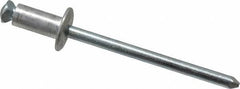 RivetKing - Dome Head Aluminum Peel Blind Rivet - Steel Mandrel, 0.188" to 0.197" Grip, 3/8" Head Diam, 0.196" Max Hole Diam, 0.394 to 0.433" Length Under Head, 3/16" Body Diam - All Tool & Supply