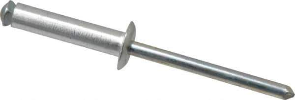 RivetKing - Dome Head Aluminum Peel Blind Rivet - Steel Mandrel, 0.188" to 0.63" Grip, 3/8" Head Diam, 0.196" Max Hole Diam, 0.827 to 0.865" Length Under Head, 3/16" Body Diam - All Tool & Supply