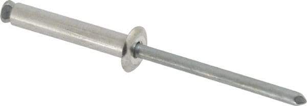 RivetKing - Dome Head Aluminum Peel Blind Rivet - Steel Mandrel, 0.188" to 0.866" Grip, 3/8" Head Diam, 0.196" Max Hole Diam, 1.063 to 1.012" Length Under Head, 3/16" Body Diam - All Tool & Supply