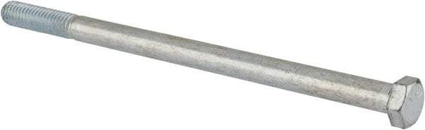 Made in USA - 3/8-16 UNC, 6-1/2" Length Under Head Hex Head Cap Screw - Partially Threaded, Grade 5 Steel, Zinc-Plated Finish, 9/16" Hex - All Tool & Supply