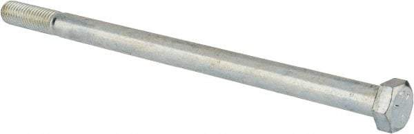 Value Collection - 1/2-13 UNC, 9" Length Under Head Hex Head Cap Screw - Partially Threaded, Grade 5 Steel, Zinc-Plated Finish, 3/4" Hex - All Tool & Supply