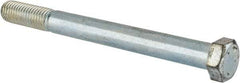 Made in USA - 9/16-12 UNC, 6" Length Under Head Hex Head Cap Screw - Partially Threaded, Grade 5 Steel, Zinc-Plated Finish, 13/16" Hex - All Tool & Supply