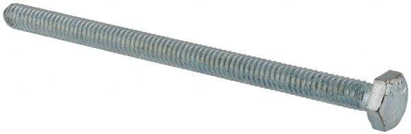 Made in USA - 1/4-20 UNC, 4" Length Under Head Hex Head Cap Screw - Fully Threaded, Grade 5 Steel, Zinc-Plated Finish, 7/16" Hex - All Tool & Supply