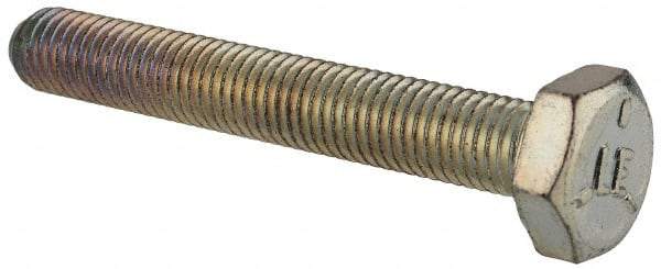 Made in USA - 1/4-28 UNF, 1-3/4" Length Under Head Hex Head Cap Screw - Fully Threaded, Grade 5 Steel, Zinc-Plated Finish, 7/16" Hex - All Tool & Supply