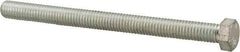 Made in North America - 7/16-14 UNC, 5-1/2" Length Under Head Hex Head Cap Screw - Fully Threaded, Grade 5 Steel, Zinc-Plated Finish, 5/8" Hex - All Tool & Supply