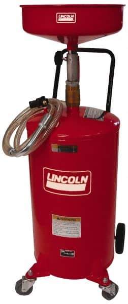 Lincoln - 18 Gal Pressurized Evacuation Drain Container with Casters - Red with 14" Bowl, 40" Long Hose - All Tool & Supply