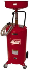 Lincoln - 18 Gal Pressurized Evacuation Drain Container with Casters - Red with 14" Bowl, 40" Long Hose - All Tool & Supply