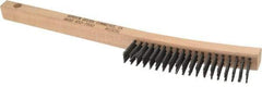 Gordon Brush - 3 Rows x 19 Columns Steel Scratch Brush - 13-3/4" OAL, 1-1/8" Trim Length, Wood Curved Handle - All Tool & Supply