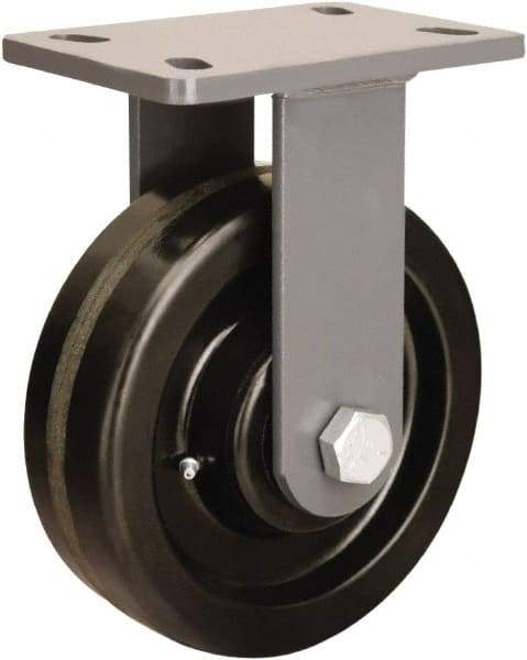 Hamilton - 8" Diam x 2-1/2" Wide x 10-1/4" OAH Top Plate Mount Rigid Caster - Phenolic, 2,000 Lb Capacity, Straight Roller Bearing, 5 x 7" Plate - All Tool & Supply