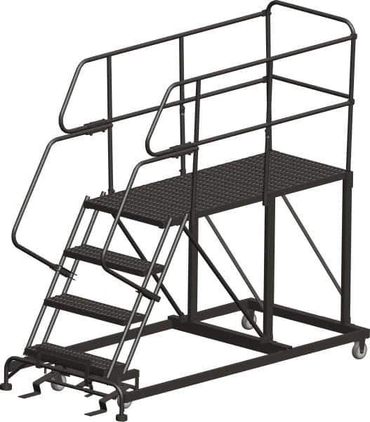 Ballymore - 68" 3 Step Single Entry Work Platform - Rolling Work Platform, 800 Lb Capacity, 30" Platform Height, 33" Base Width x 72" Base Depth, Heavy-Duty Serrated Grating - All Tool & Supply