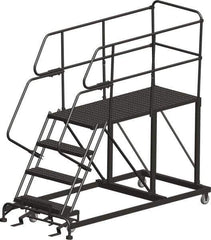 Ballymore - 108" 7 Step Single Entry Work Platform - Rolling Work Platform, 800 Lb Capacity, 70" Platform Height, 33" Base Width x 97" Base Depth, Heavy-Duty Serrated Grating - All Tool & Supply