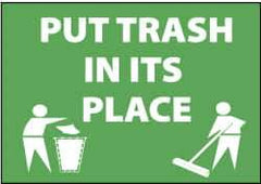 NMC - "Put Trash in Its Place", 10" Long x 14" Wide, Aluminum Safety Sign - Rectangle, 0.04" Thick, Use for Restroom, Janitorial & Housekeeping - All Tool & Supply