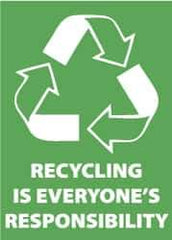 NMC - "Recycling Is Everyone's Responsibility", 10" Long x 14" Wide, Aluminum Safety Sign - Rectangle, 0.04" Thick, Use for Restroom, Janitorial & Housekeeping - All Tool & Supply