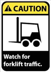 NMC - "Caution - Watch for Forklift Traffic", 10" Long x 7" Wide, Rigid Plastic Safety Sign - Rectangle, 0.05" Thick, Use for Accident Prevention - All Tool & Supply