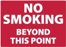 NMC - "No Smoking Beyond This Point", 10" Long x 14" Wide, Aluminum Safety Sign - Rectangle, 0.04" Thick, Use for Smoking Regulations - All Tool & Supply