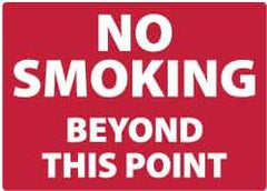 NMC - "No Smoking Beyond This Point", 10" Long x 14" Wide, Pressure-Sensitive Vinyl Safety Sign - Rectangle, 0.004" Thick, Use for Smoking Regulations - All Tool & Supply