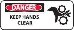 NMC - "Danger - Keep Hands Clear", 7" Long x 17" Wide, Rigid Plastic Safety Sign - Rectangle, 0.05" Thick, Use for Accident Prevention - All Tool & Supply