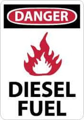 NMC - "Danger - Diesel Fuel", 14" Long x 10" Wide, Rigid Plastic Safety Sign - Rectangle, 0.05" Thick, Use for Hazardous Materials - All Tool & Supply