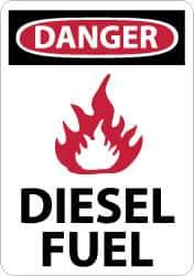 NMC - "Danger - Diesel Fuel", 14" Long x 10" Wide, Pressure-Sensitive Vinyl Safety Sign - Rectangle, 0.004" Thick, Use for Hazardous Materials - All Tool & Supply