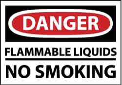 NMC - "Danger - Flammable Liquids - No Smoking", 10" Long x 14" Wide, Aluminum Safety Sign - Rectangle, 0.04" Thick, Use for Accident Prevention - All Tool & Supply