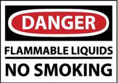 NMC - "Danger - Flammable Liquids - No Smoking", 10" Long x 14" Wide, Pressure-Sensitive Vinyl Safety Sign - Rectangle, 0.004" Thick, Use for Accident Prevention - All Tool & Supply